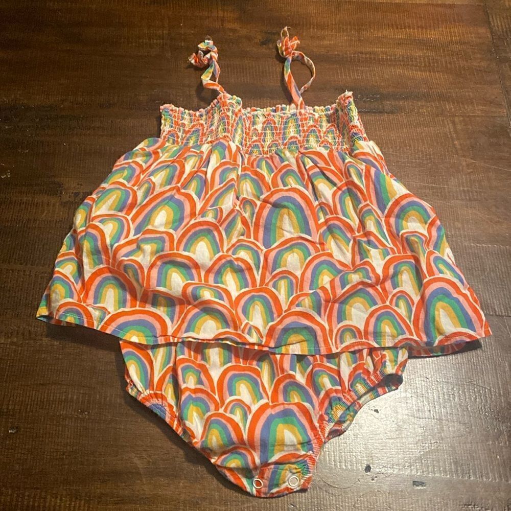 Tucker + Tate Ivory Egret Rainbow dress 18-24 months